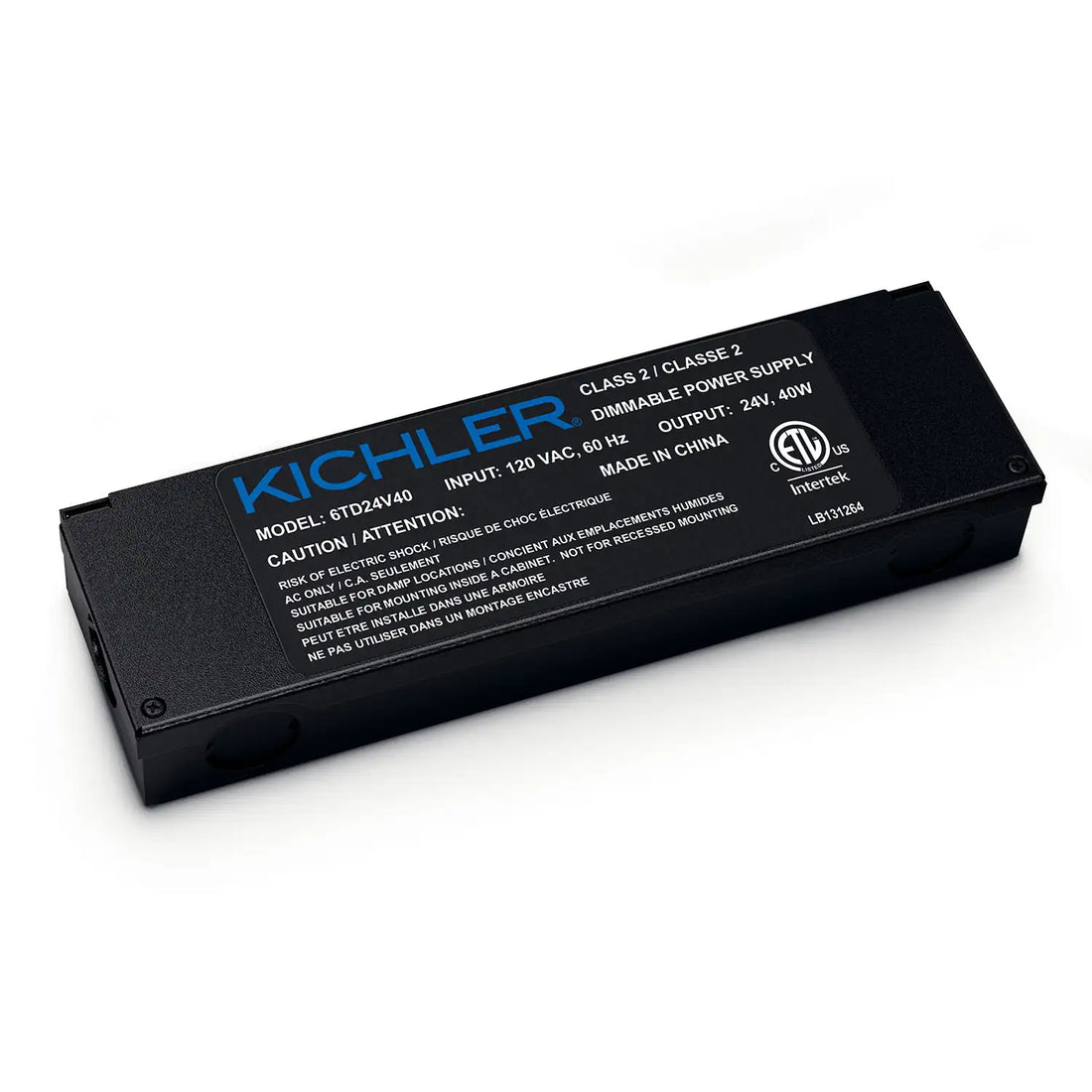 KICHLER 6TD 24V DIMMABLE 40W POWER SUPPLY TEXTURED BLACK - DO NOT SHOW ON WEBSITE