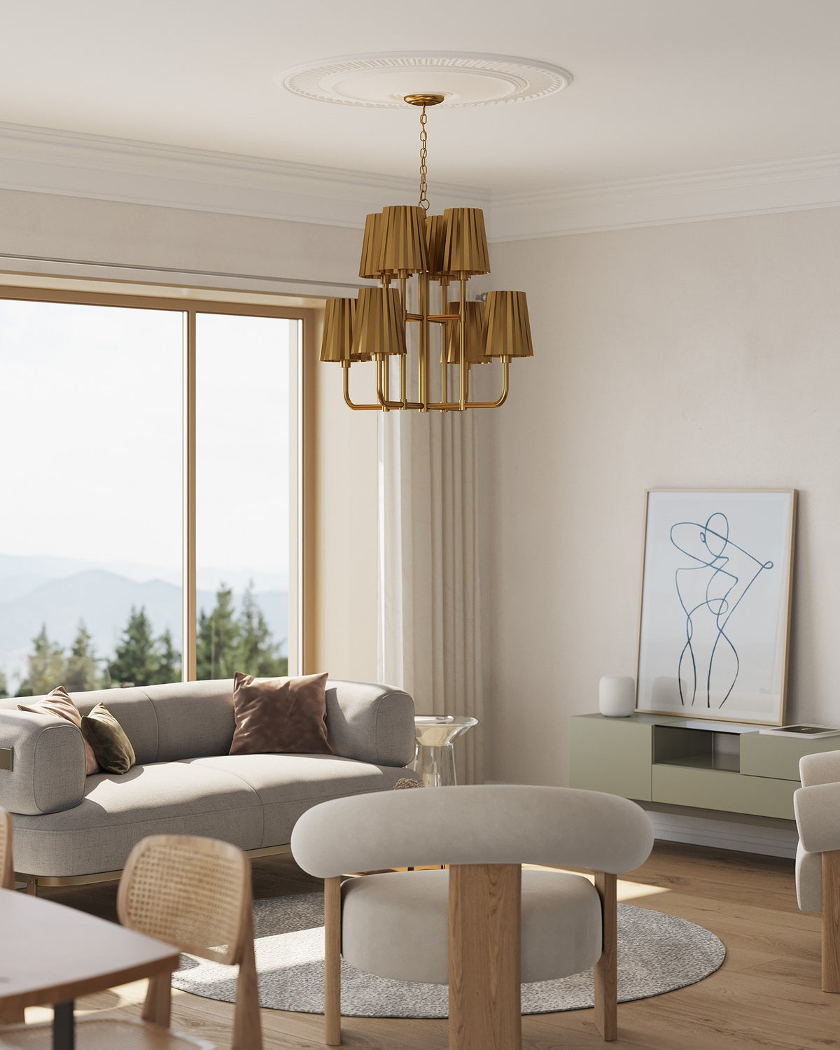 KUZCO LIGHTING INC, PLISSE CHANDELIERS, CHANDELIER LIGHT