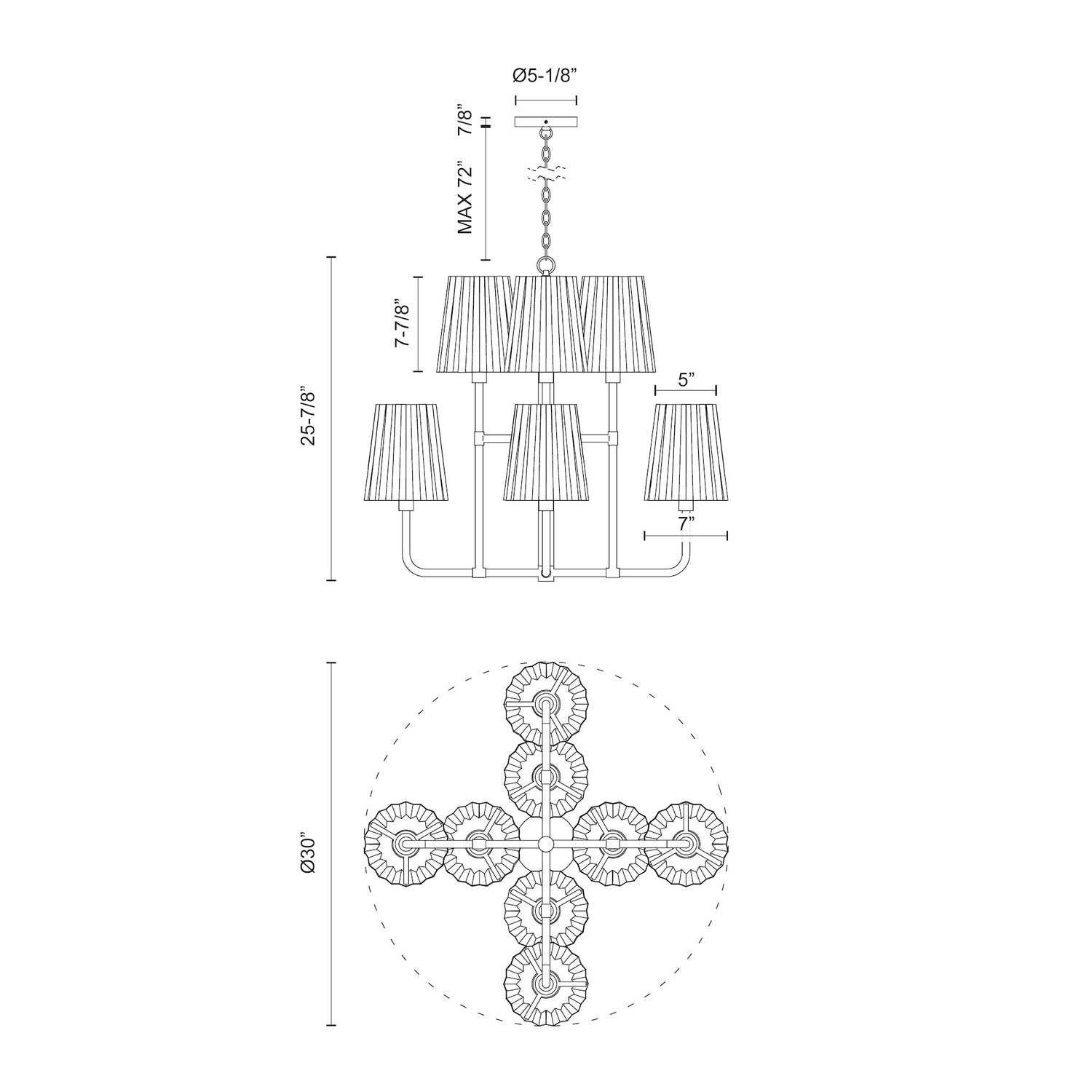 ALORA, PLISSE CHANDELIERS, CHANDELIER LIGHT