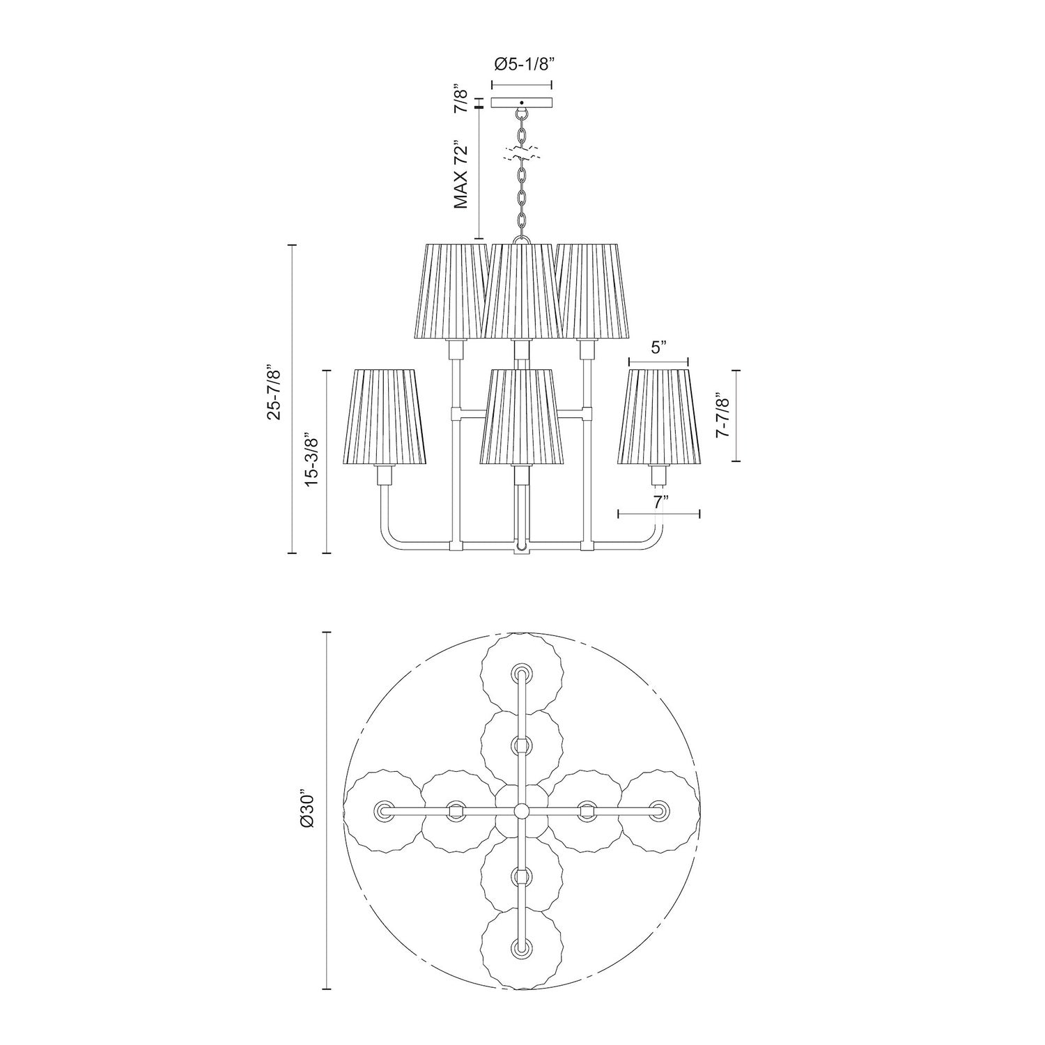 KUZCO LIGHTING INC, PLISSE CHANDELIERS, CHANDELIER LIGHT