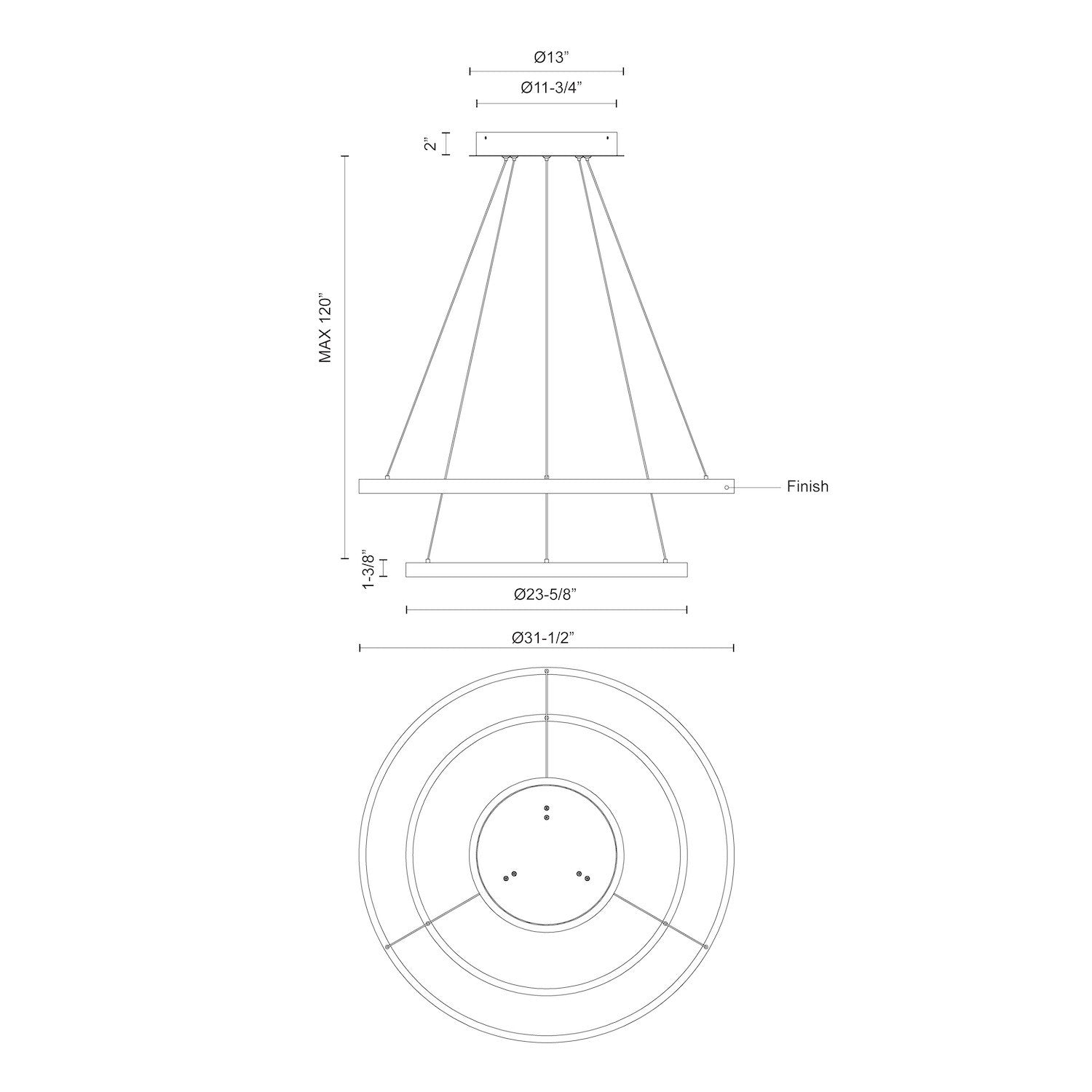 KUZCO LIGHTING INC, CERCHIO 2-TIER CHANDELIERS, CHANDELIER LIGHT
