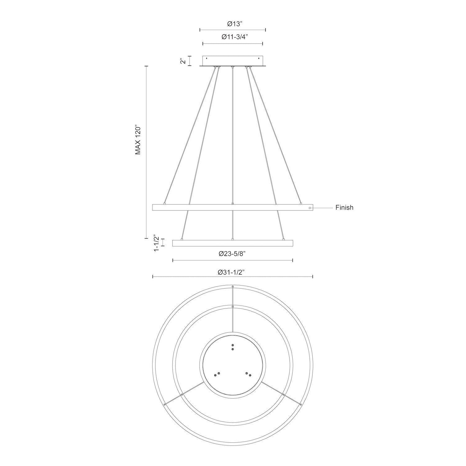 KUZCO LIGHTING INC, CERCHIO 2-TIER CHANDELIERS, CHANDELIER LIGHT