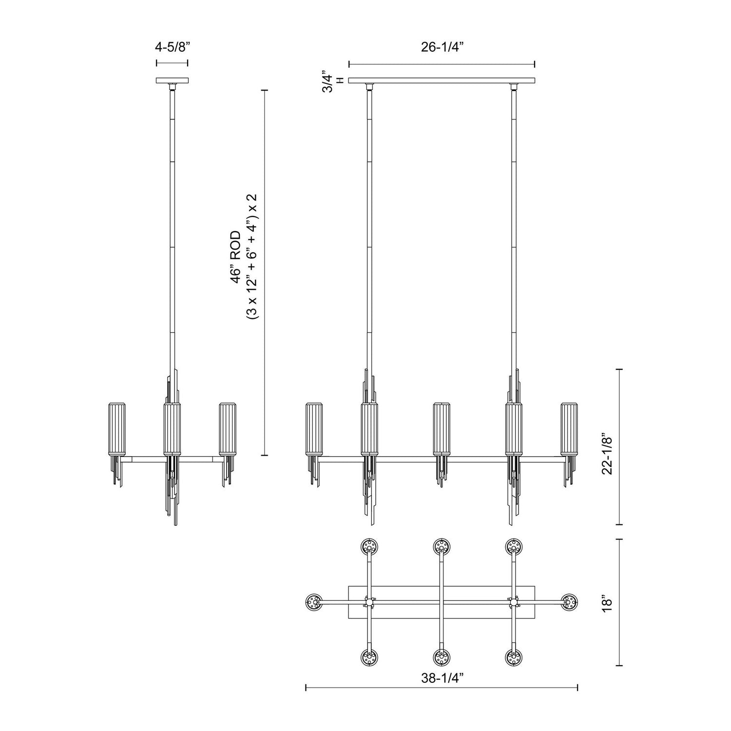 KUZCO LIGHTING INC, TORRES LINEAR PENDANTS, PENDANT LIGHT