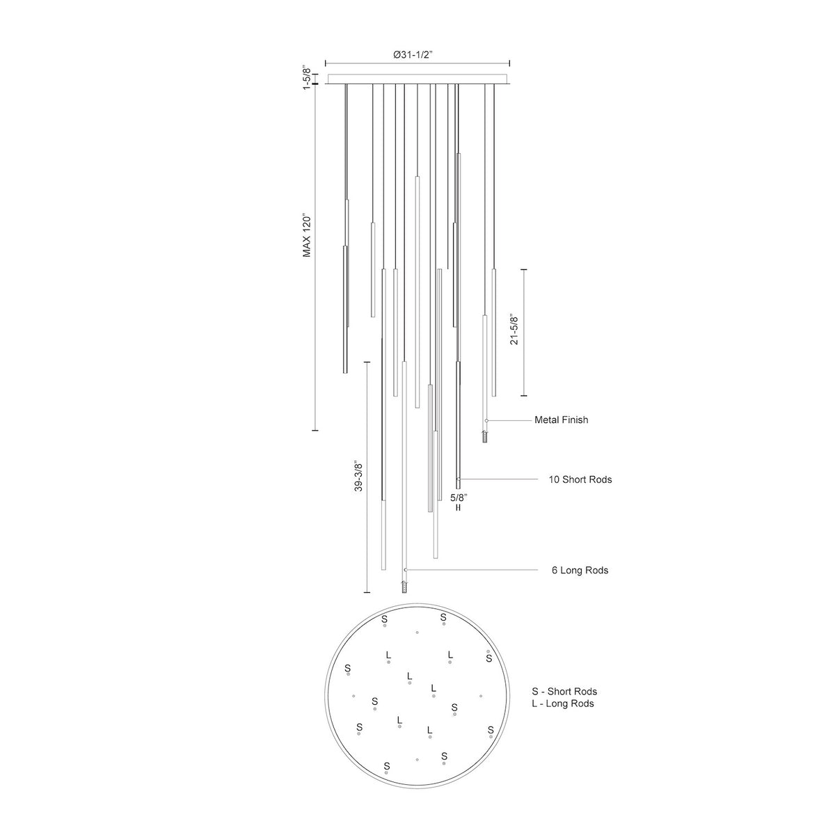 KUZCO LIGHTING INC, CHUTE MULTI PENDANTS, PENDANT LIGHT