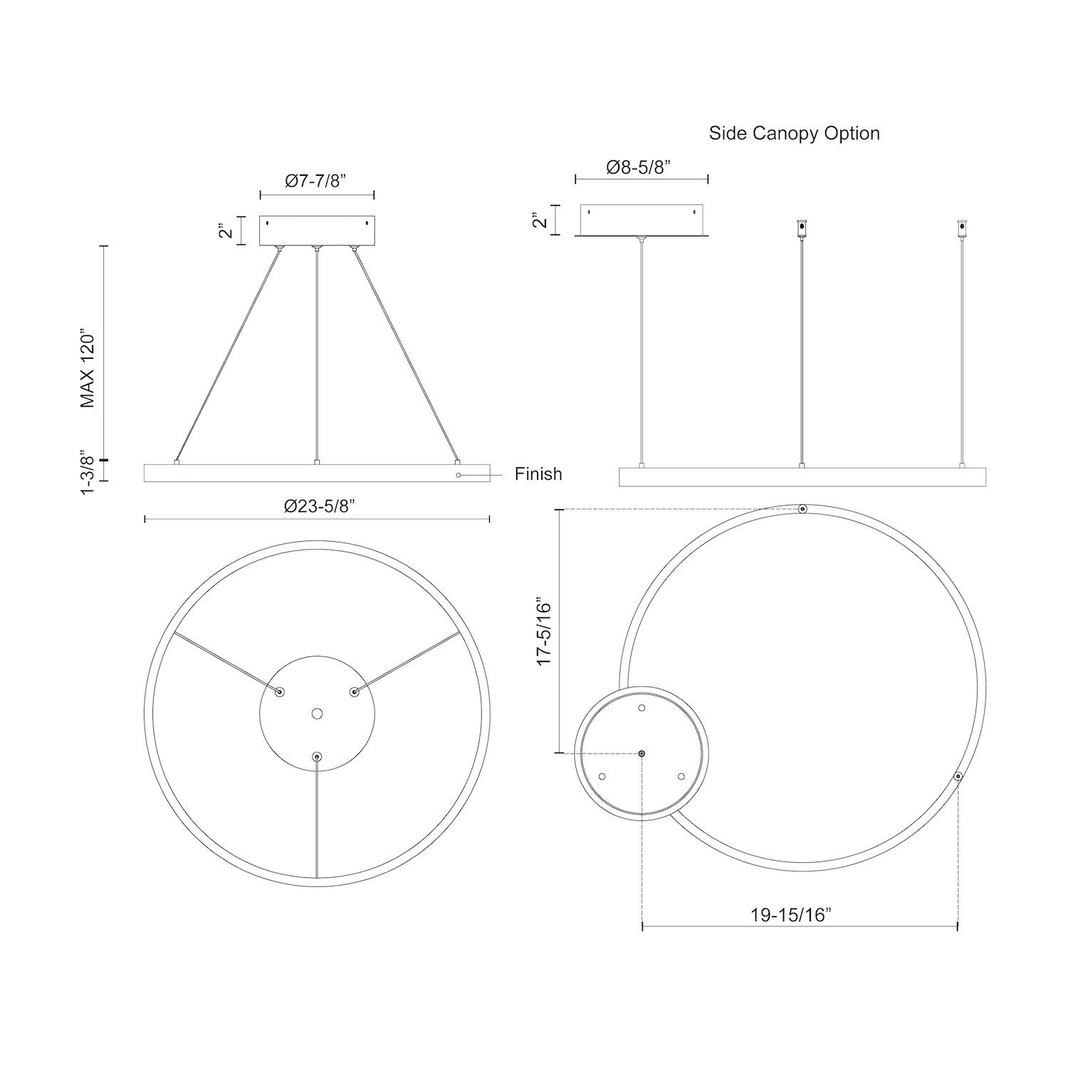 KUZCO LIGHTING INC, CERCHIO PENDANTS, PENDANT LIGHT