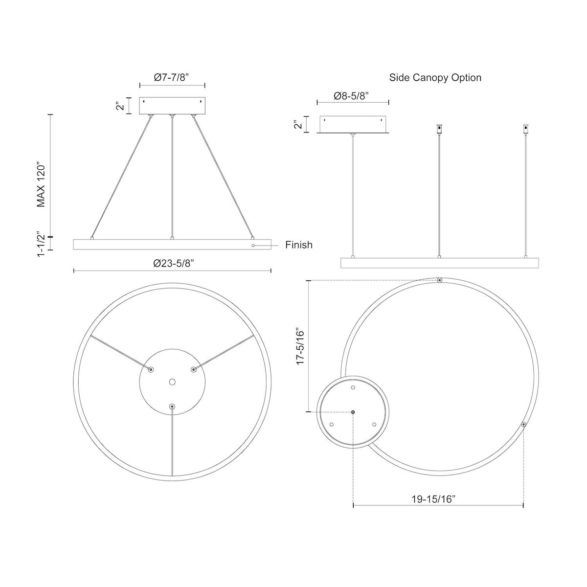 KUZCO LIGHTING INC, CERCHIO PENDANTS, PENDANT LIGHT