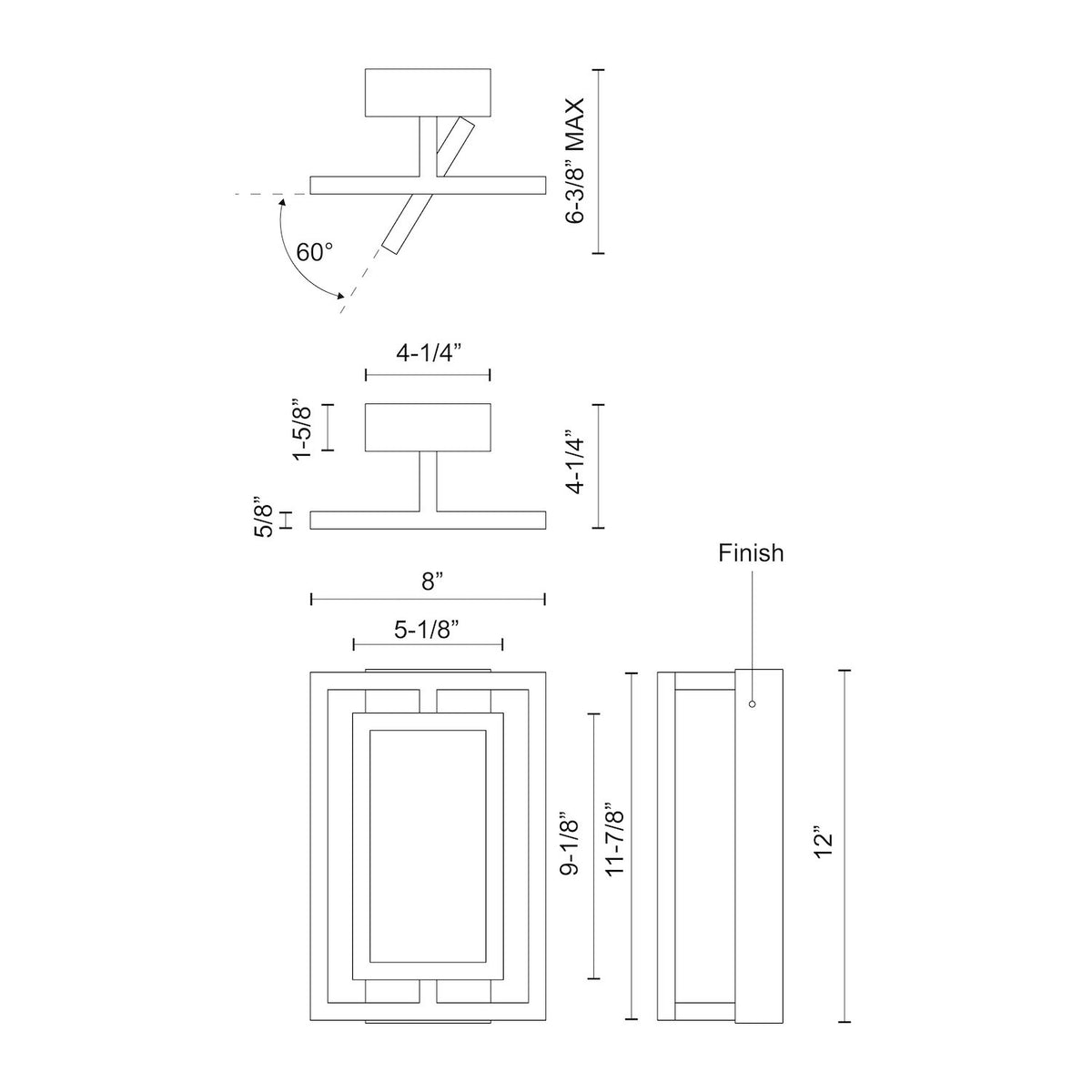 KUZCO LIGHTING INC, MONDRIAN SEMI-FLUSH MOUNTS, SEMI FLUSH MOUNT LIGHT