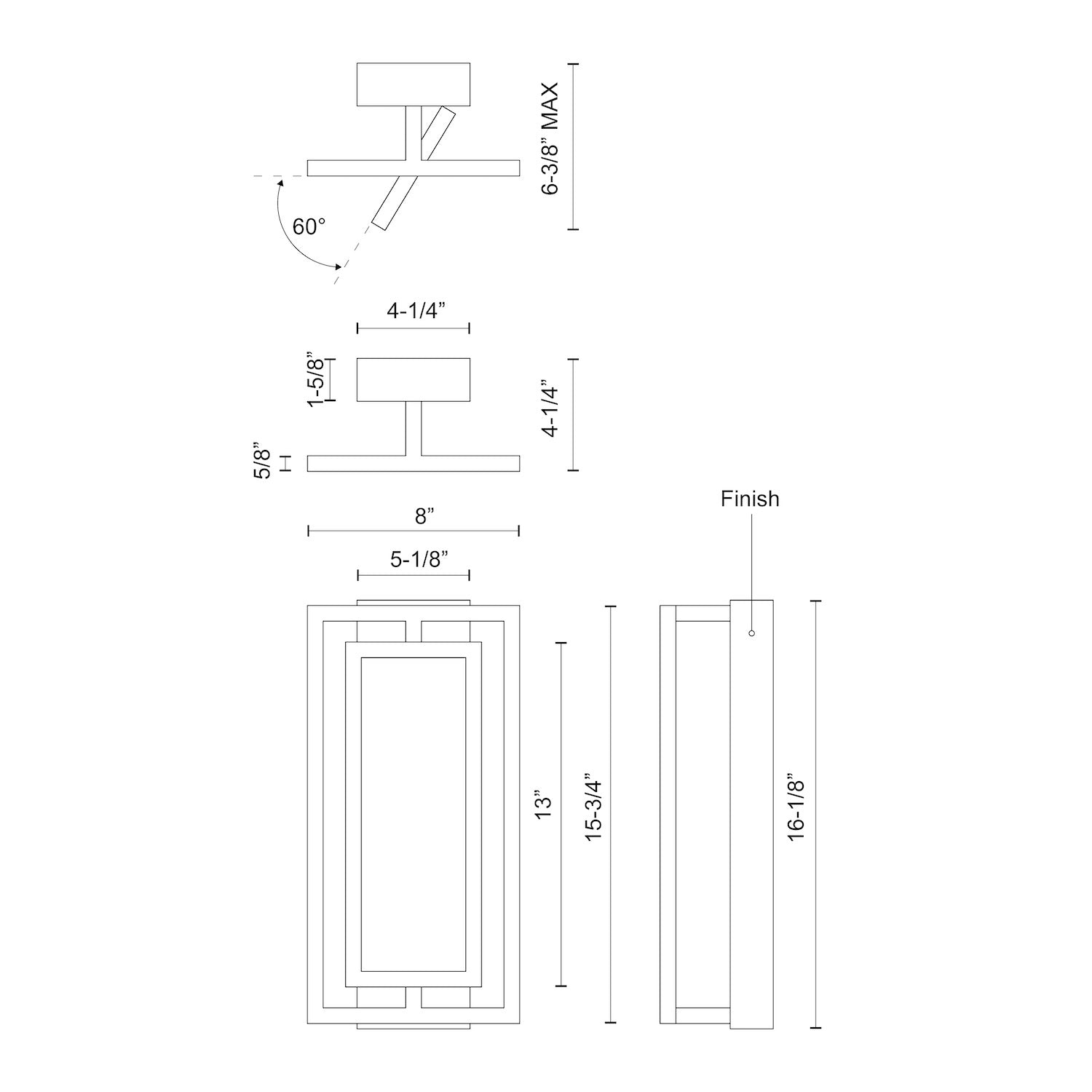 KUZCO LIGHTING INC, MONDRIAN SEMI-FLUSH MOUNTS, SEMI FLUSH MOUNT LIGHT