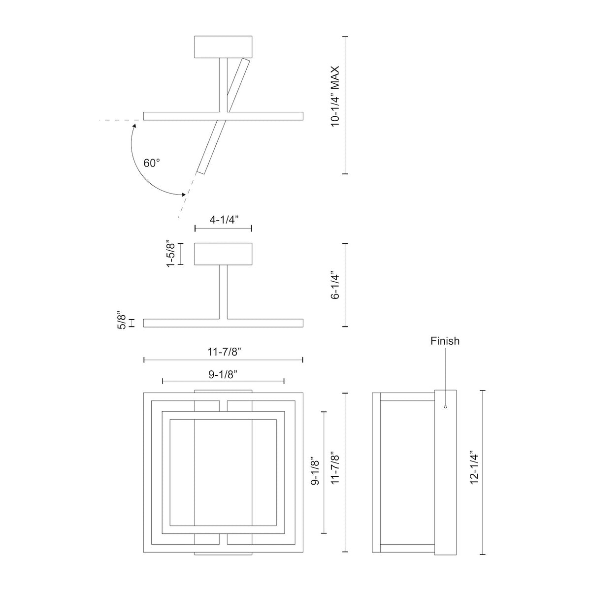 KUZCO LIGHTING INC, MONDRIAN SEMI-FLUSH MOUNTS, SEMI FLUSH MOUNT LIGHT