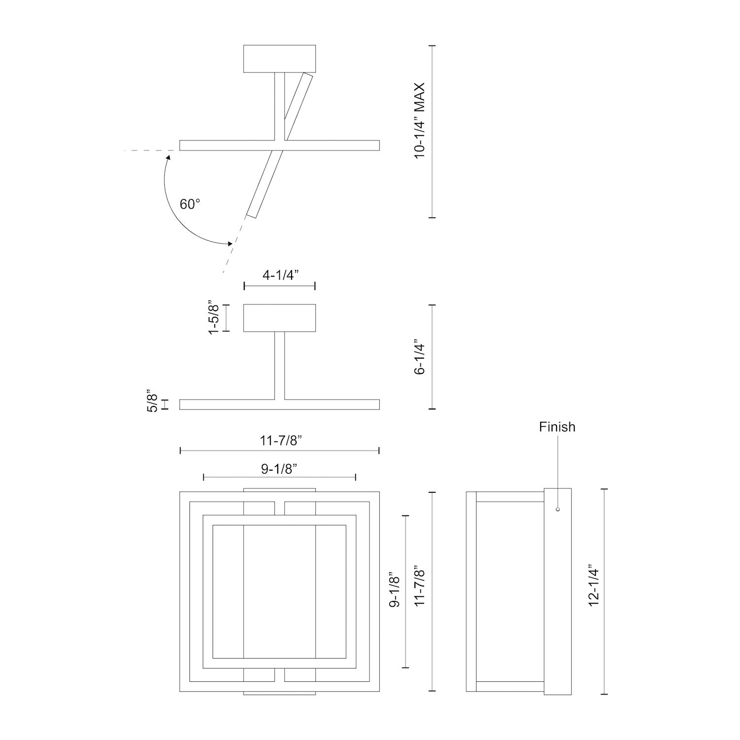 KUZCO LIGHTING INC, MONDRIAN SEMI-FLUSH MOUNTS, SEMI FLUSH MOUNT LIGHT