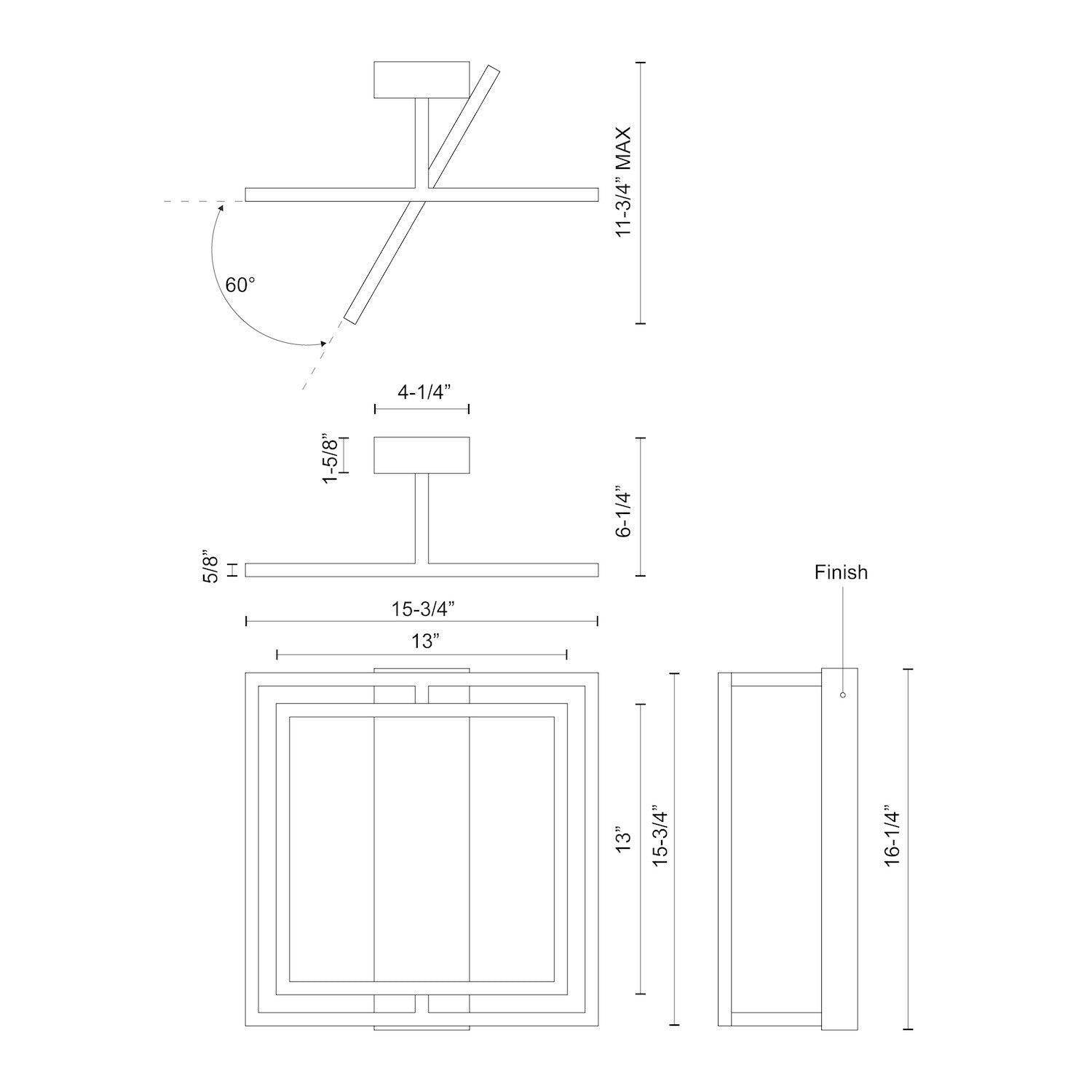KUZCO LIGHTING INC, MONDRIAN SEMI-FLUSH MOUNTS, SEMI FLUSH MOUNT LIGHT