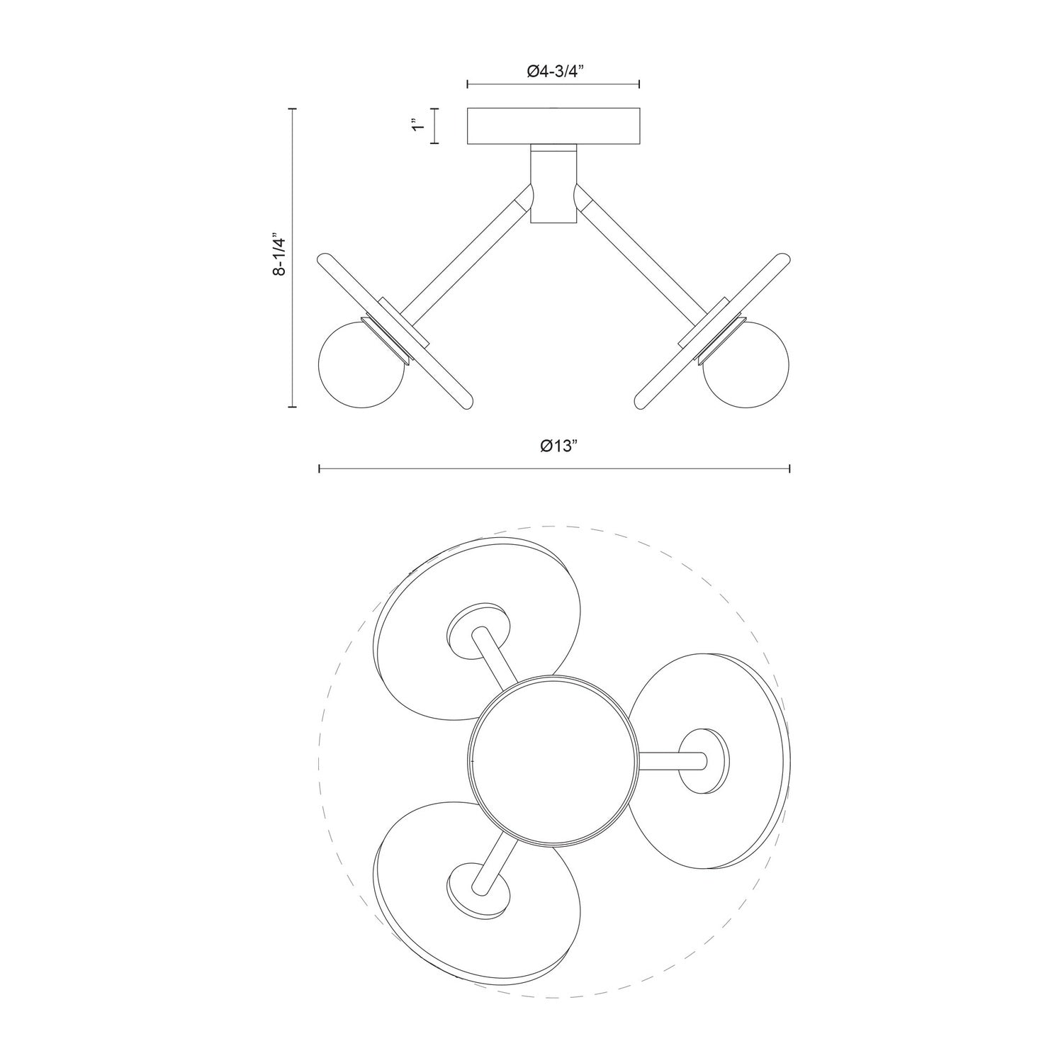 KUZCO LIGHTING INC, DAHLIA SEMI-FLUSH MOUNTS, SEMI FLUSH MOUNT LIGHT