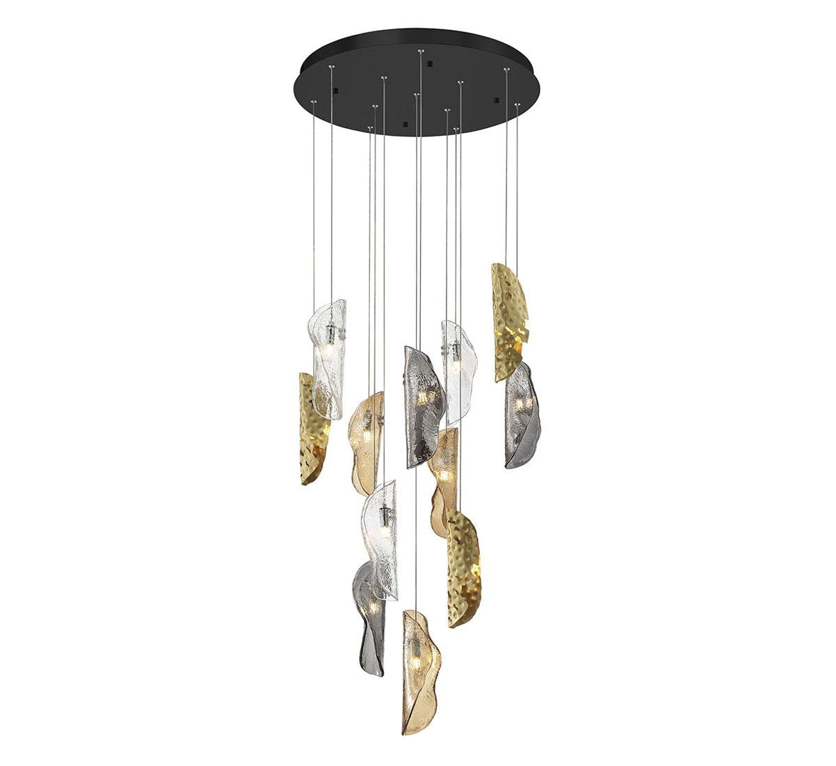 LIB & CO, SORRENTO 12 LIGHT ROUND LED CHANDELIER, CHANDELIER LIGHT