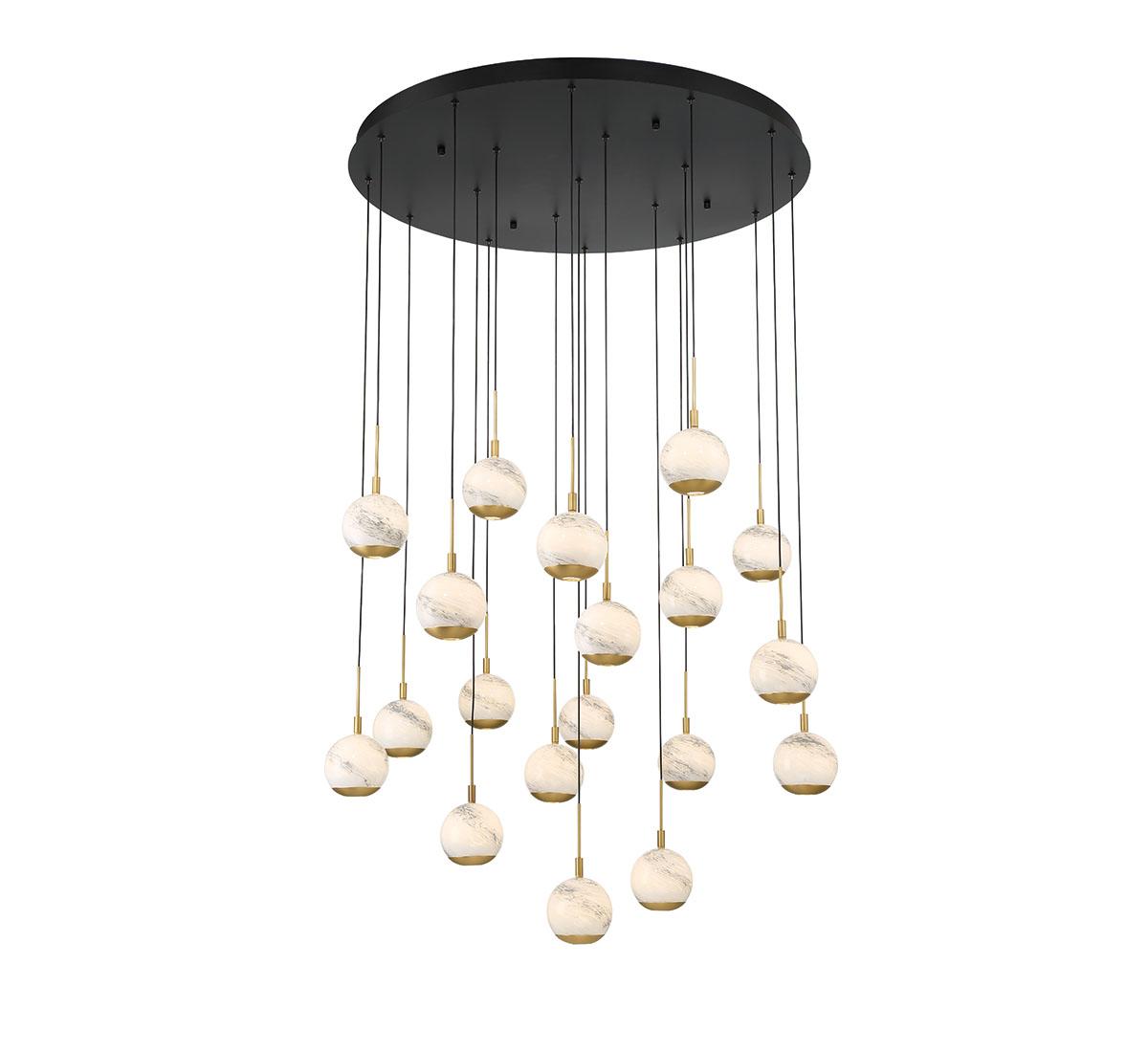 LIB & CO, BAVENO 19 LIGHT ROUND LED CHANDELIER, CHANDELIER LIGHT