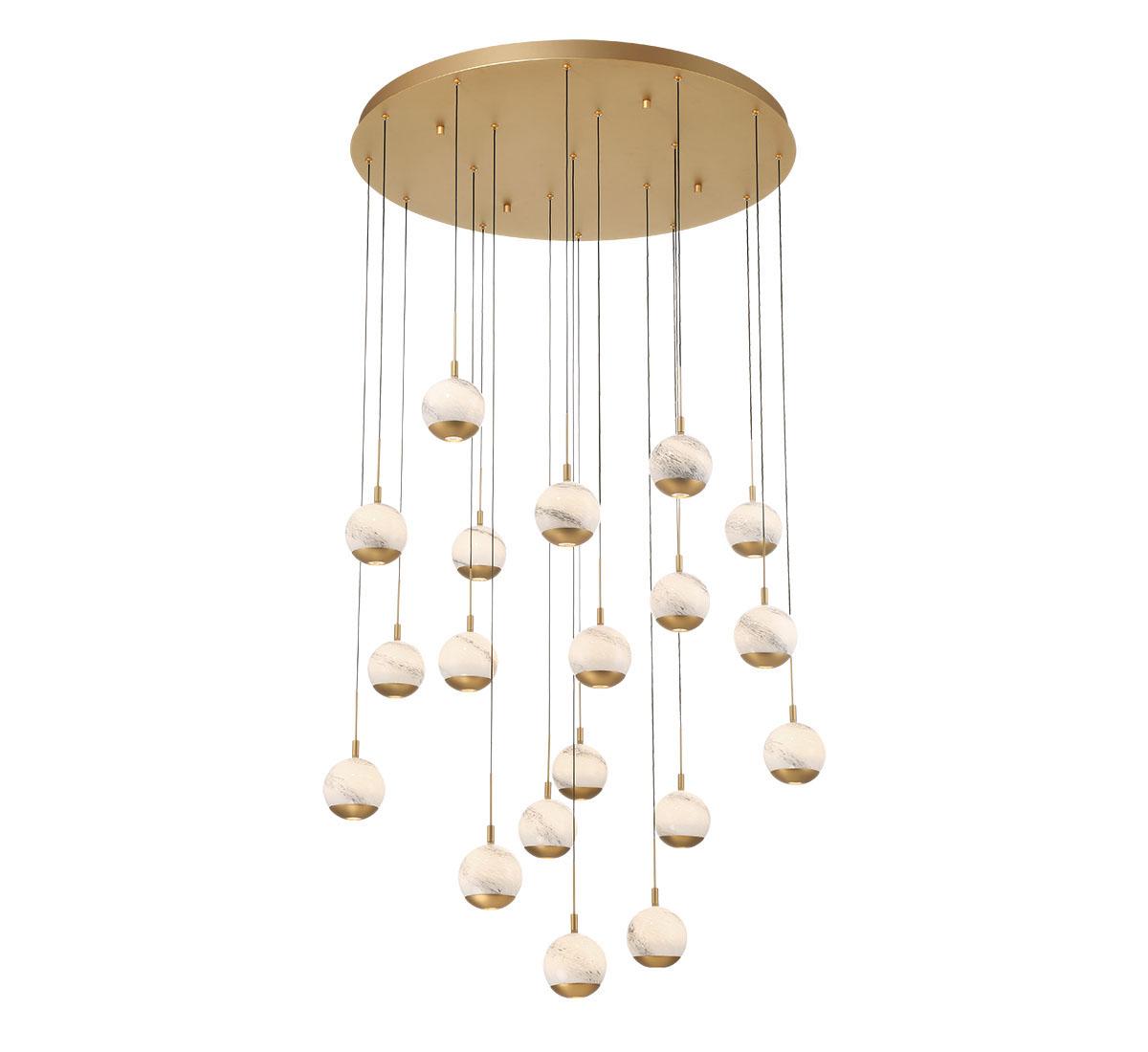 LIB & CO, BAVENO 19 LIGHT ROUND LED CHANDELIER, CHANDELIER LIGHT