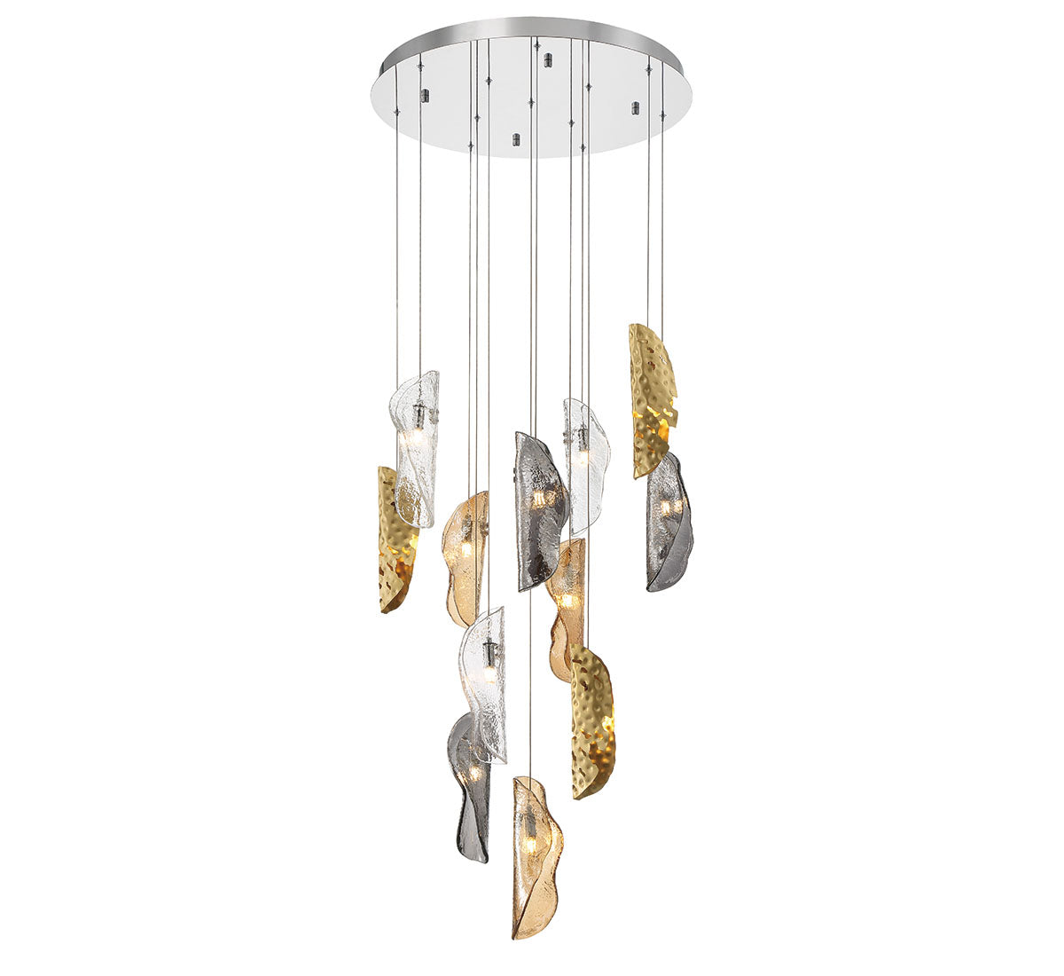 LIB & CO, SORRENTO 12 LIGHT ROUND LED CHANDELIER, CHANDELIER LIGHT