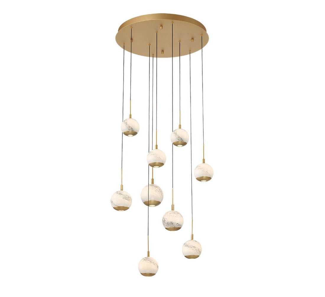 LIB & CO, BAVENO 9 LIGHT ROUND LED CHANDELIER, CHANDELIER LIGHT