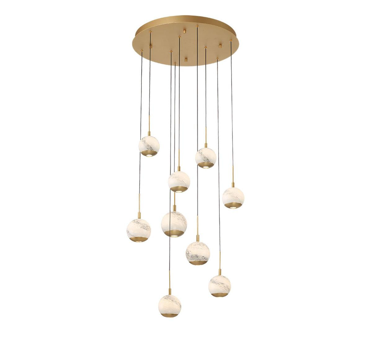 LIB & CO, BAVENO 9 LIGHT ROUND LED CHANDELIER, CHANDELIER LIGHT