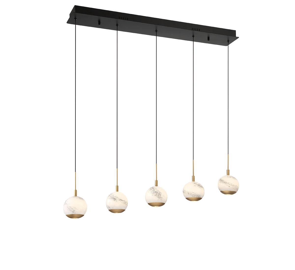 LIB & CO, BAVENO 5 LIGHT LINEAR LED CHANDELIER, CHANDELIER LIGHT