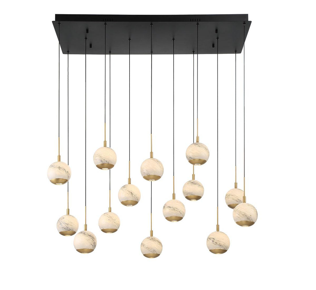 LIB & CO, BAVENO 14 LIGHT RECTANGULAR LED CHANDELIER, CHANDELIER LIGHT