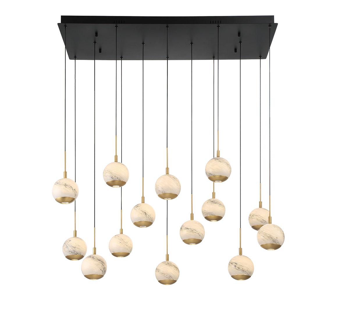 LIB & CO, BAVENO 14 LIGHT RECTANGULAR LED CHANDELIER, CHANDELIER LIGHT