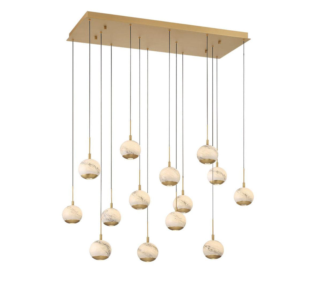 LIB & CO, BAVENO 14 LIGHT RECTANGULAR LED CHANDELIER, CHANDELIER LIGHT
