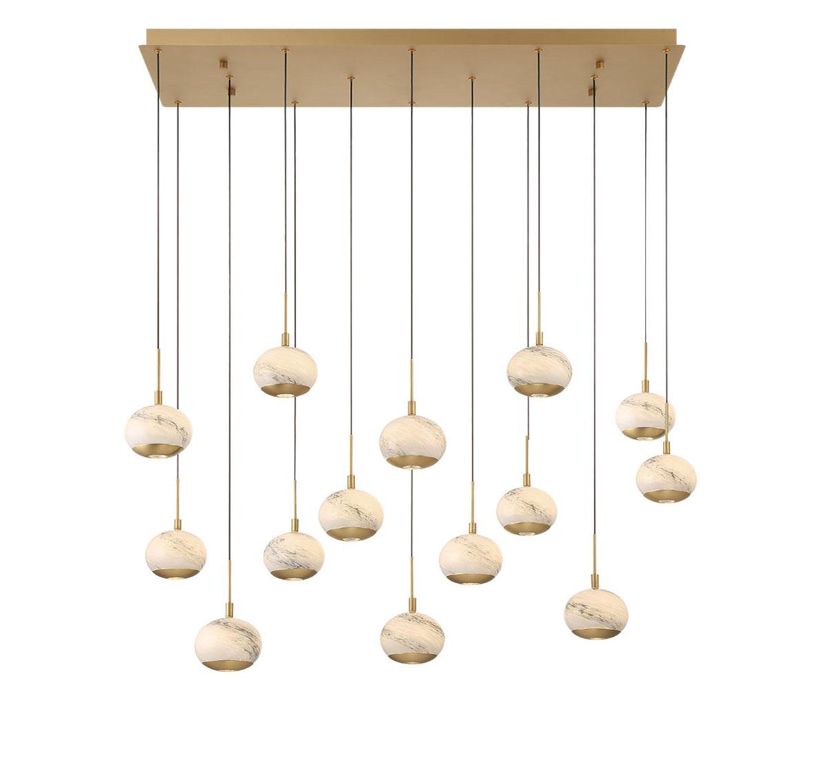 LIB & CO, BAVENO 14 LIGHT RECTANGULAR LED CHANDELIER, CHANDELIER LIGHT