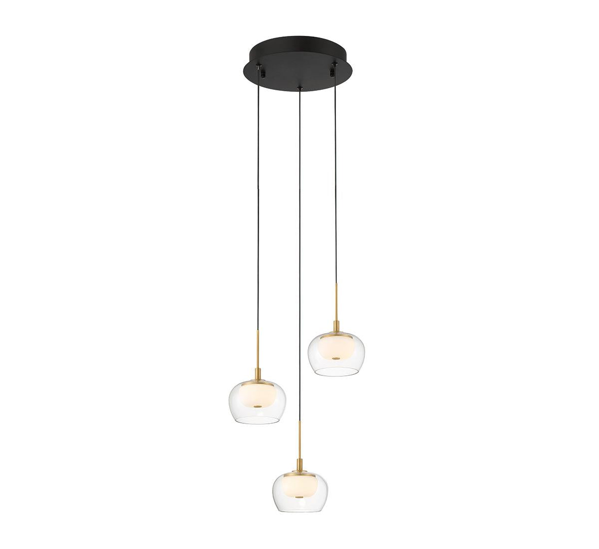 LIB & CO, MANAROLA 3 LIGHT ROUND LED PENDANT, PENDANT LIGHT
