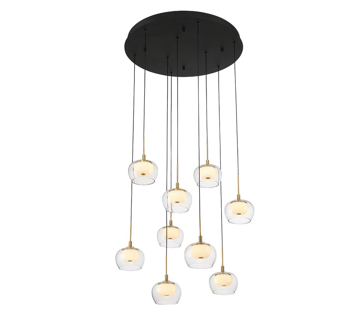 LIB & CO, MANAROLA 9 LIGHT ROUND LED CHANDELIER, CHANDELIER LIGHT