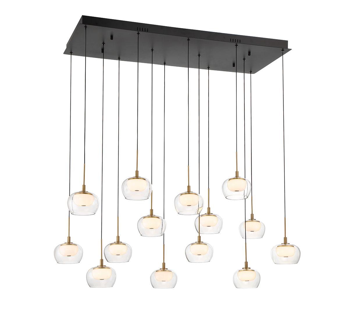 LIB & CO, MANAROLA 14 LIGHT RECTANGULAR LED CHANDELIER, CHANDELIER LIGHT
