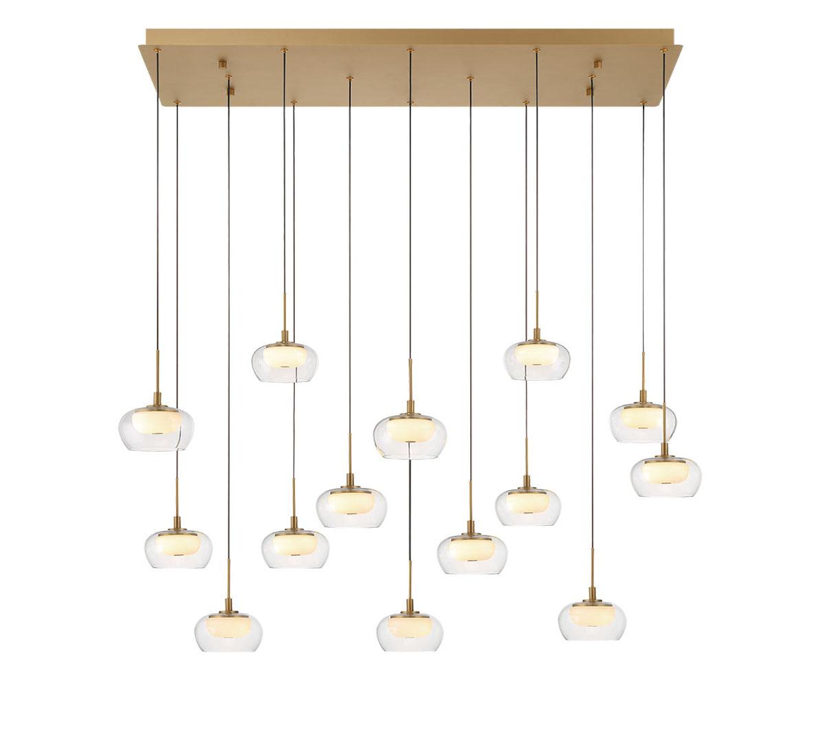 LIB & CO, MANAROLA 14 LIGHT RECTANGULAR LED CHANDELIER, CHANDELIER LIGHT