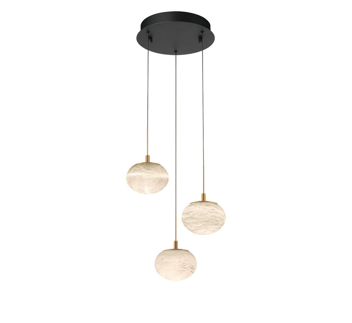 LIB & CO, CALCOLO 3 LIGHT ROUND LED PENDANT, CHANDELIER LIGHT