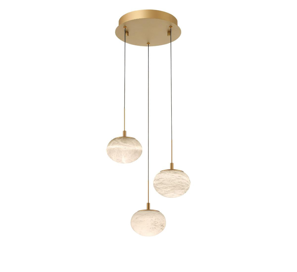 LIB & CO, CALCOLO 3 LIGHT ROUND LED PENDANT, CHANDELIER LIGHT