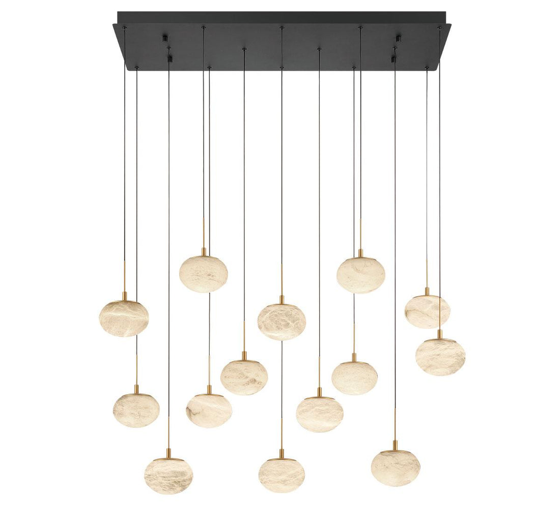 LIB & CO, CALCOLO 14 LIGHT RECTANGULAR LED CHANDELIER, CHANDELIER LIGHT