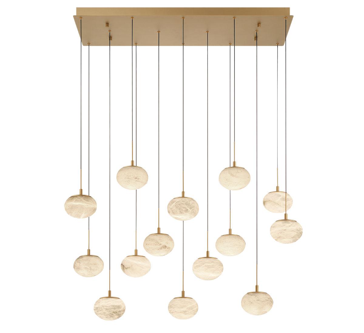 LIB & CO, CALCOLO 14 LIGHT RECTANGULAR LED CHANDELIER, CHANDELIER LIGHT