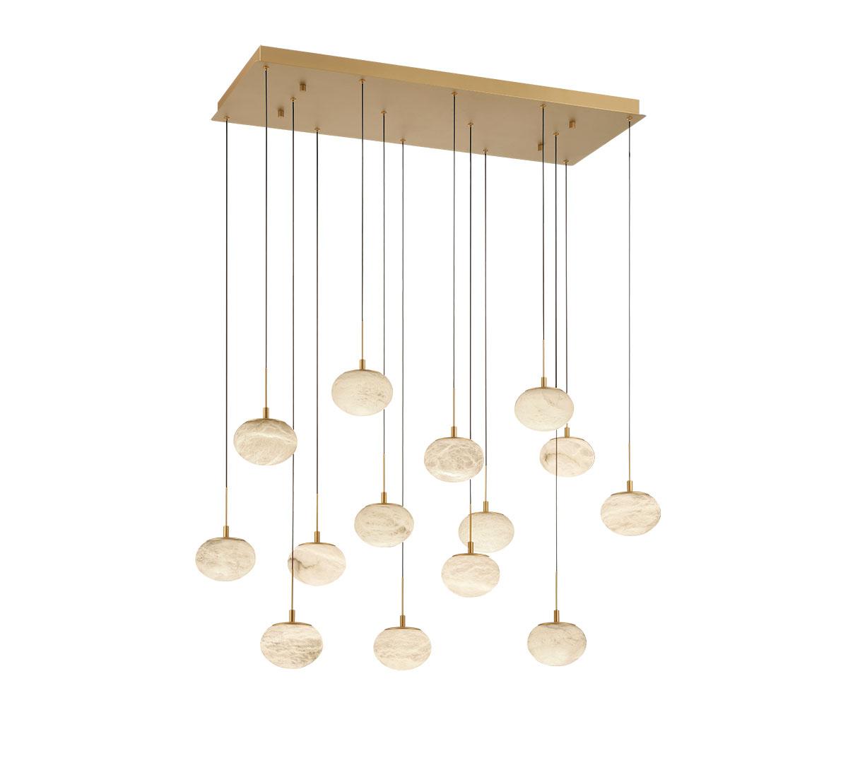 LIB & CO, CALCOLO 14 LIGHT RECTANGULAR LED CHANDELIER, CHANDELIER LIGHT