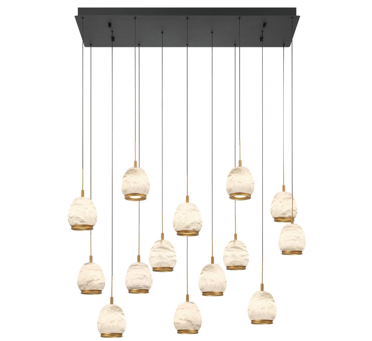 LIB & CO, LUCIDATA 14 LIGHT RECTANGULAR LED CHANDELIER, CHANDELIER LIGHT