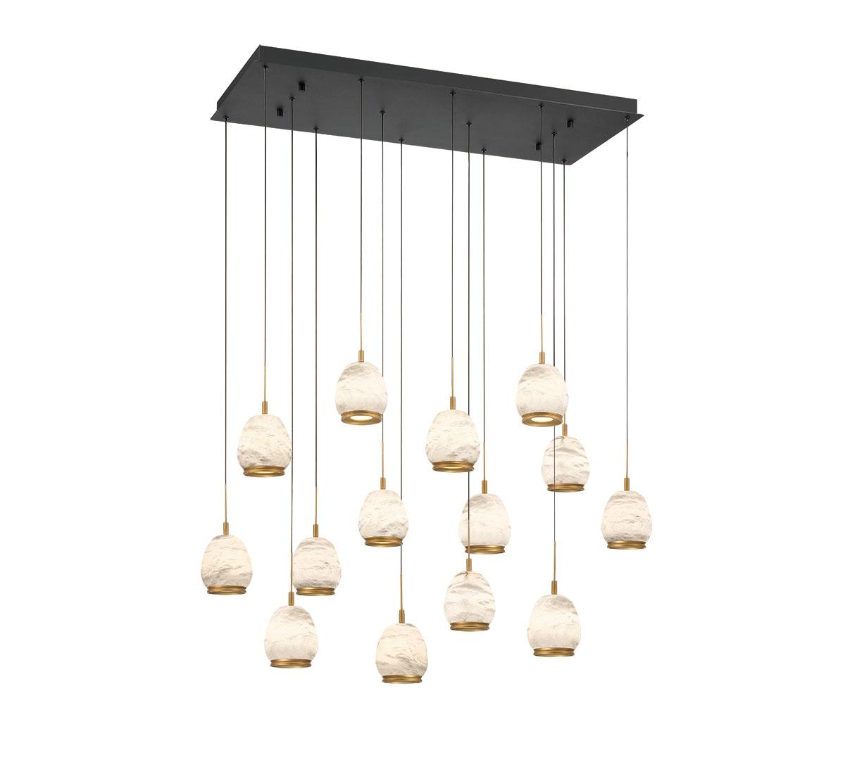 LIB & CO, LUCIDATA 14 LIGHT RECTANGULAR LED CHANDELIER, CHANDELIER LIGHT