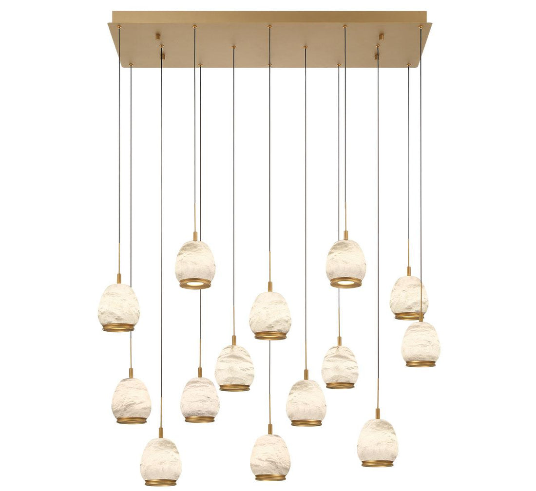 LIB & CO, LUCIDATA 14 LIGHT RECTANGULAR LED CHANDELIER, CHANDELIER LIGHT