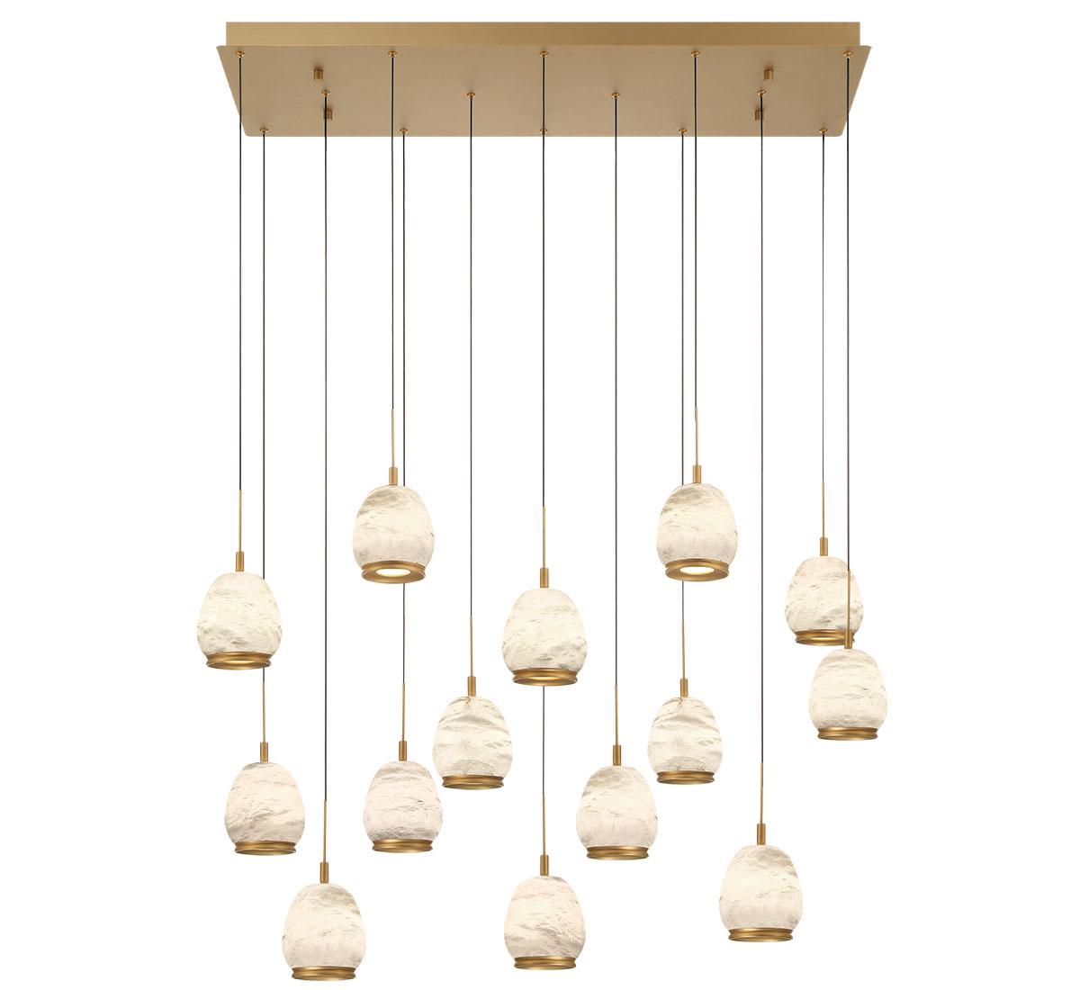 LIB & CO, LUCIDATA 14 LIGHT RECTANGULAR LED CHANDELIER, CHANDELIER LIGHT