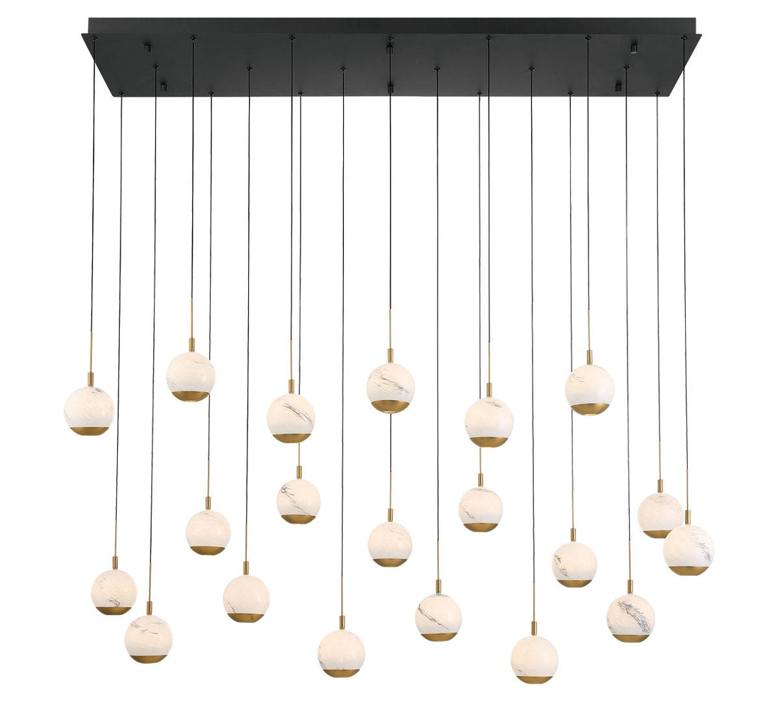 LIB & CO, BAVENO 20 LIGHT RECTANGULAR LED CHANDELIER, CHANDELIER LIGHT
