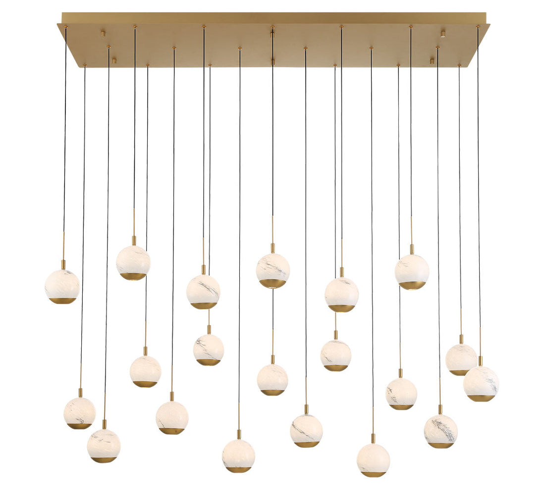 LIB & CO, BAVENO 20 LIGHT RECTANGULAR LED CHANDELIER, CHANDELIER LIGHT