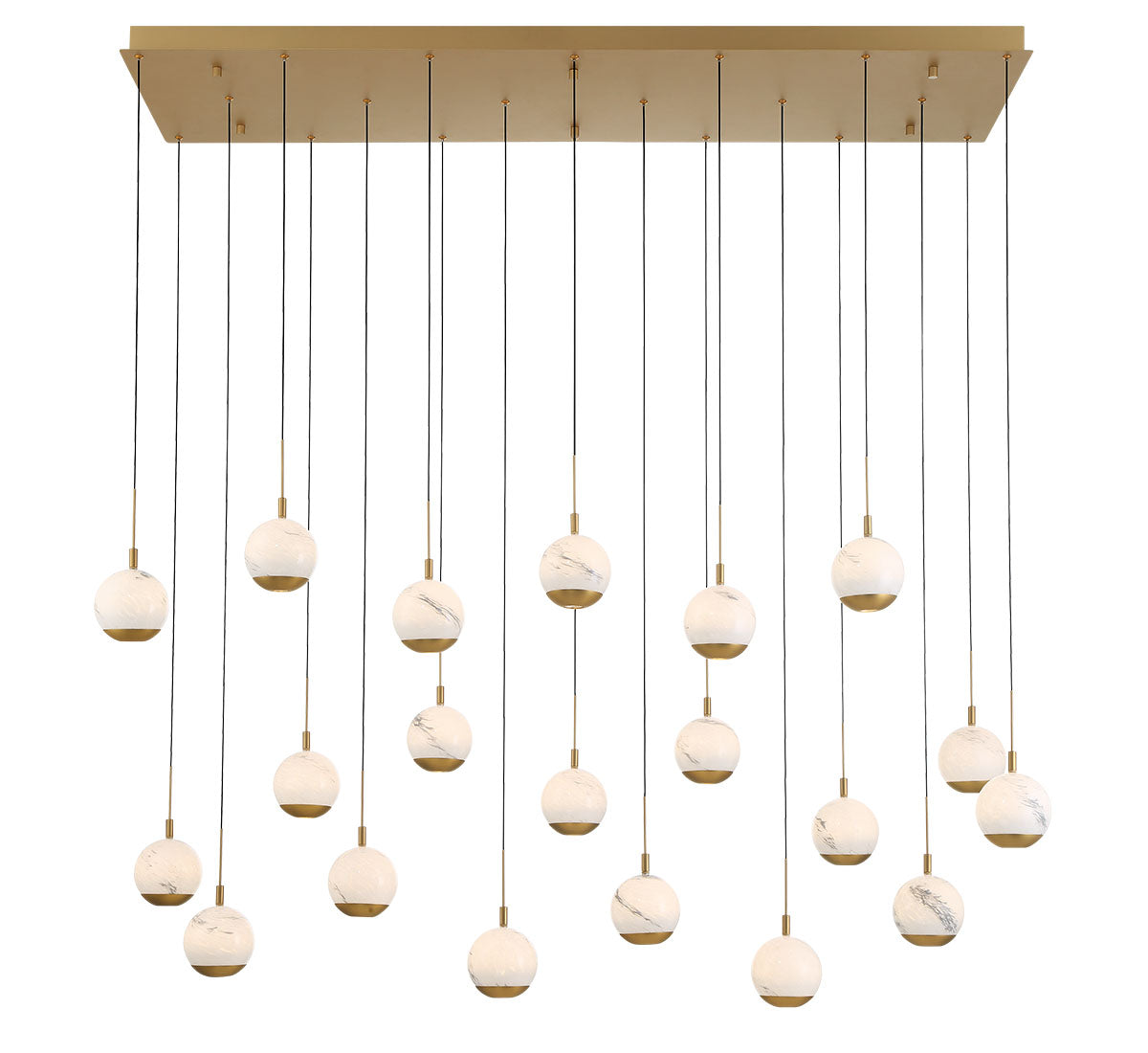 LIB & CO, BAVENO 20 LIGHT RECTANGULAR LED CHANDELIER, CHANDELIER LIGHT