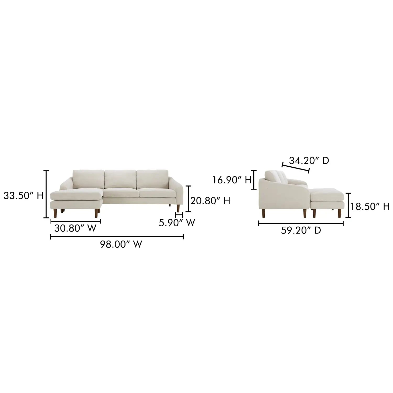 MOES, QUINN SECTIONALS, SOFA