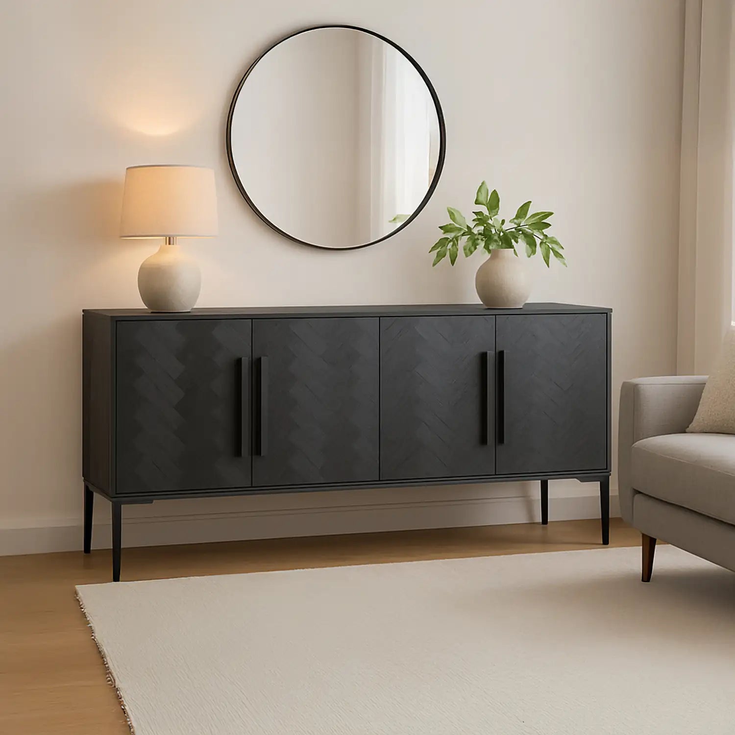MOES FISHBONE SIDEBOARDS - Cabinets & Bar