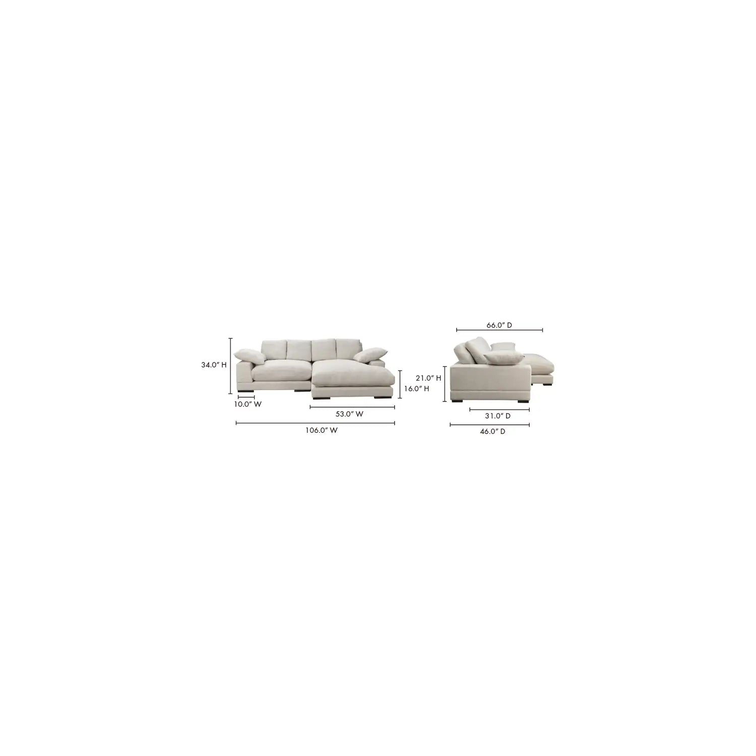 MOES, PLUNGE SECTIONALS, SOFA