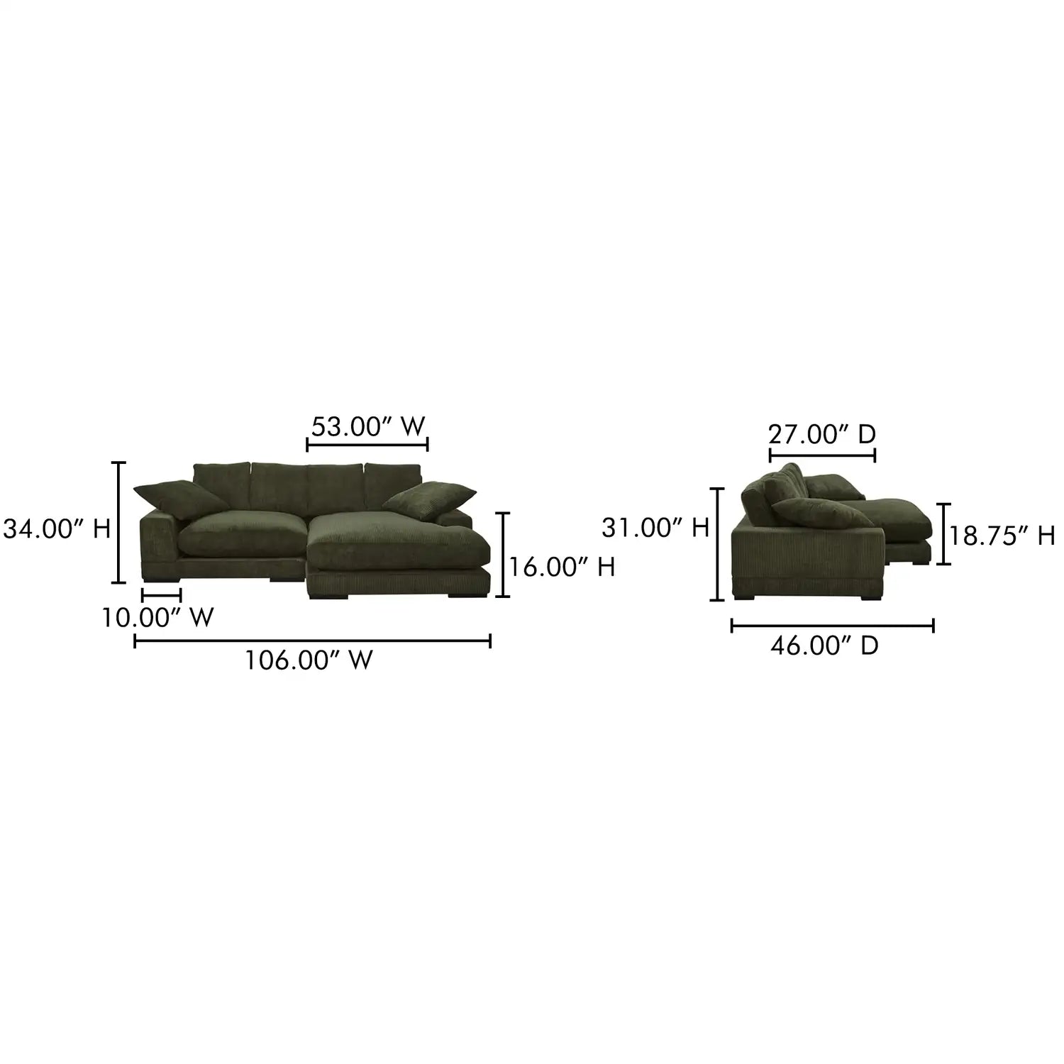 MOES, PLUNGE SECTIONALS, SOFA