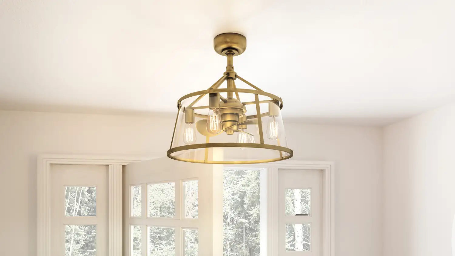 QUOIZEL, BARLOW FANDELIER, SEMI FLUSH MOUNT LIGHT
