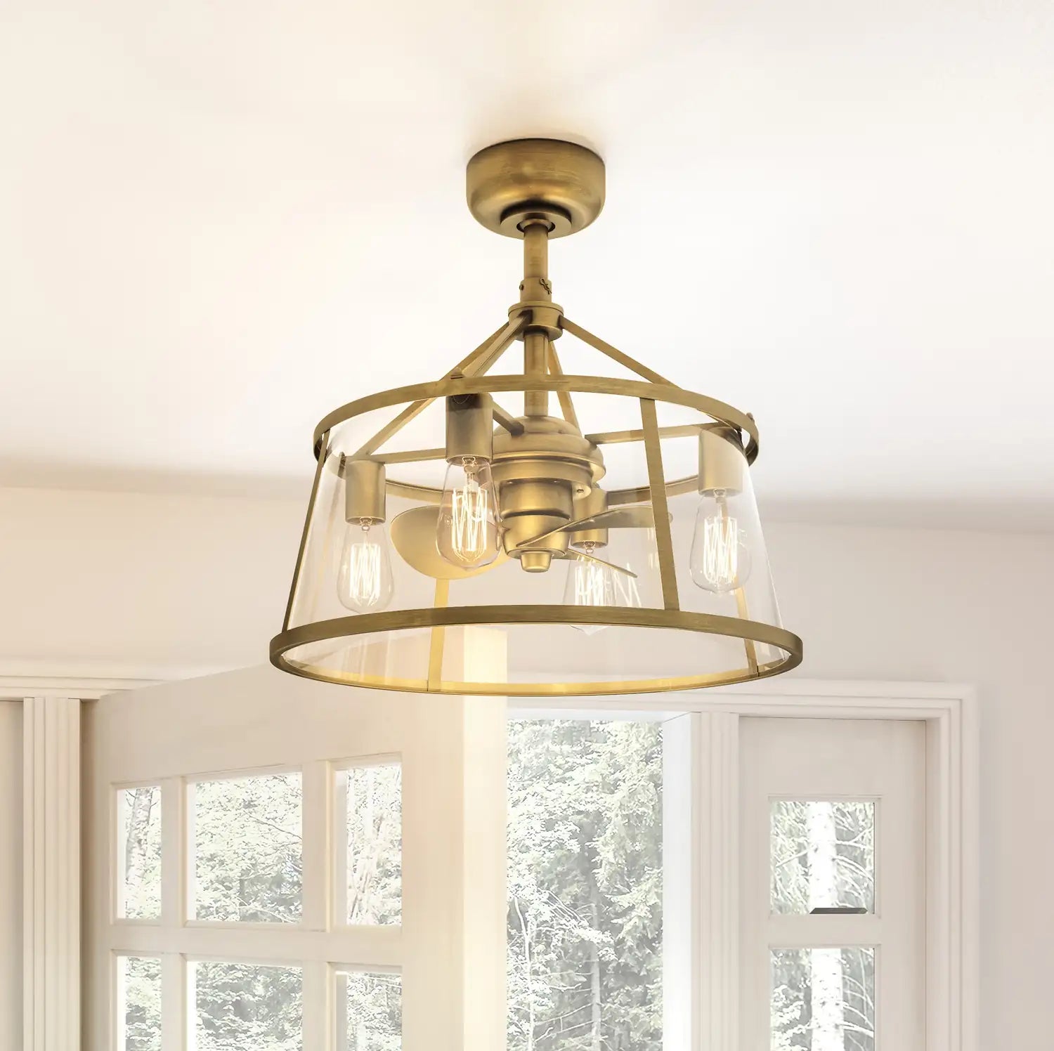 QUOIZEL, BARLOW FANDELIER, SEMI FLUSH MOUNT LIGHT