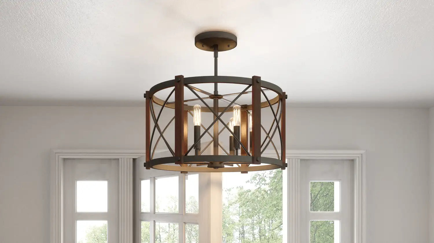 QUOIZEL, BARON SEMI-FLUSH MOUNT, SEMI FLUSH MOUNT LIGHT